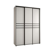 SCHWEBETÜRENSCHRANK 235,2/180/45 3-türig - Schwarz/Weiß, Holz/Metall (180/235/45cm) - Abiks Möbel