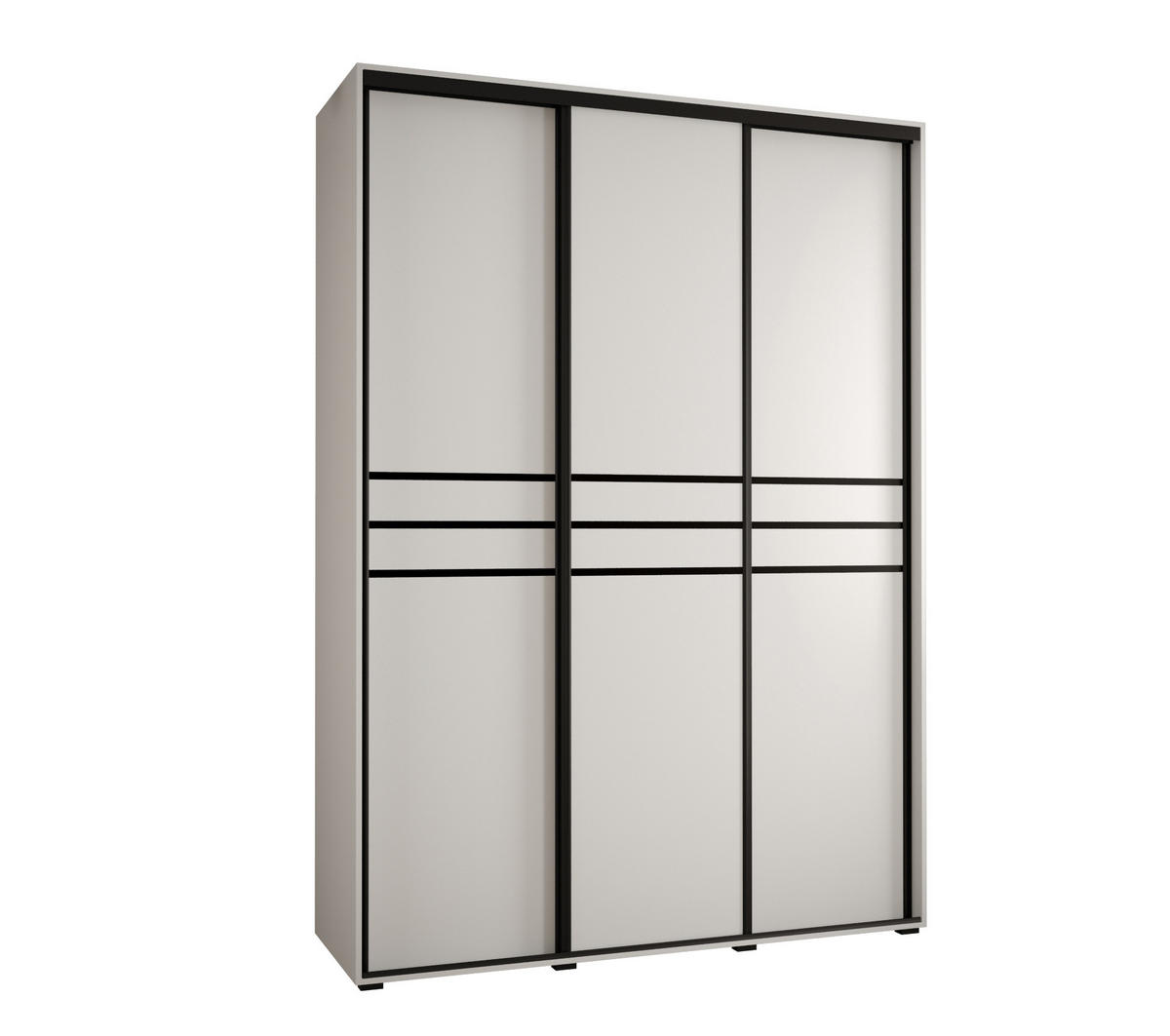 SCHWEBETÜRENSCHRANK 235,2/180/45 3-türig - Schwarz/Weiß, Holz/Metall (180/235/45cm) - Abiks Möbel