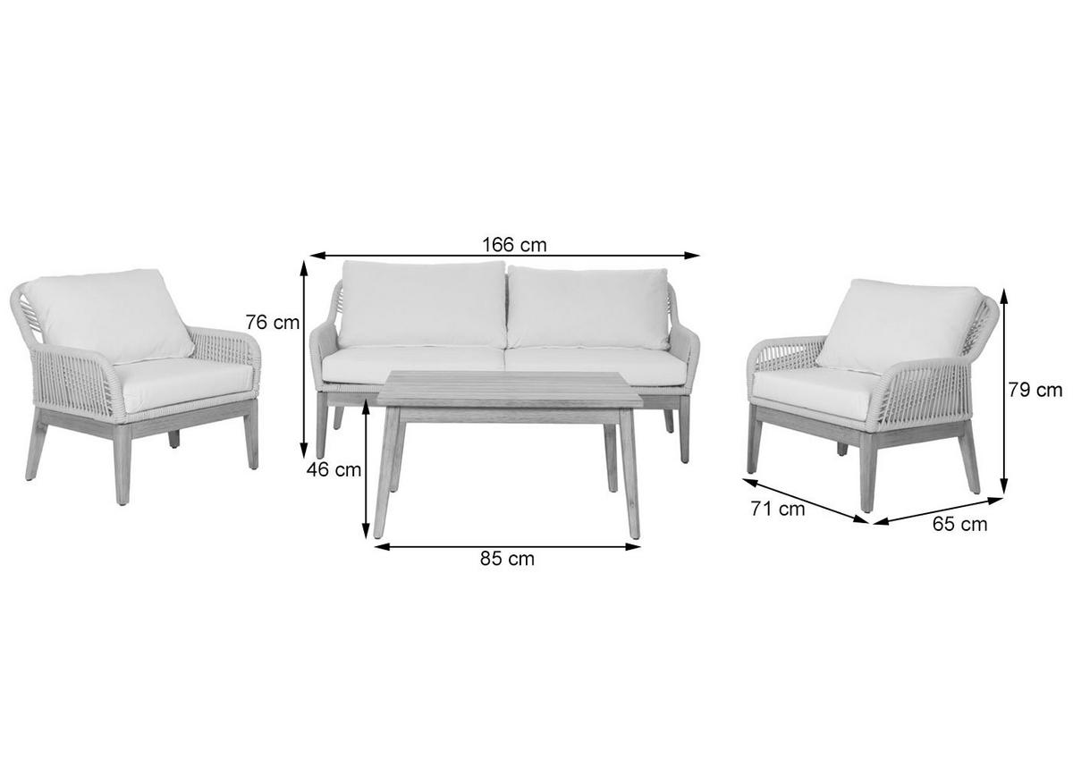 GARTENGARNITUR H56B Cremeweiß - Weiß, Holz - MCW