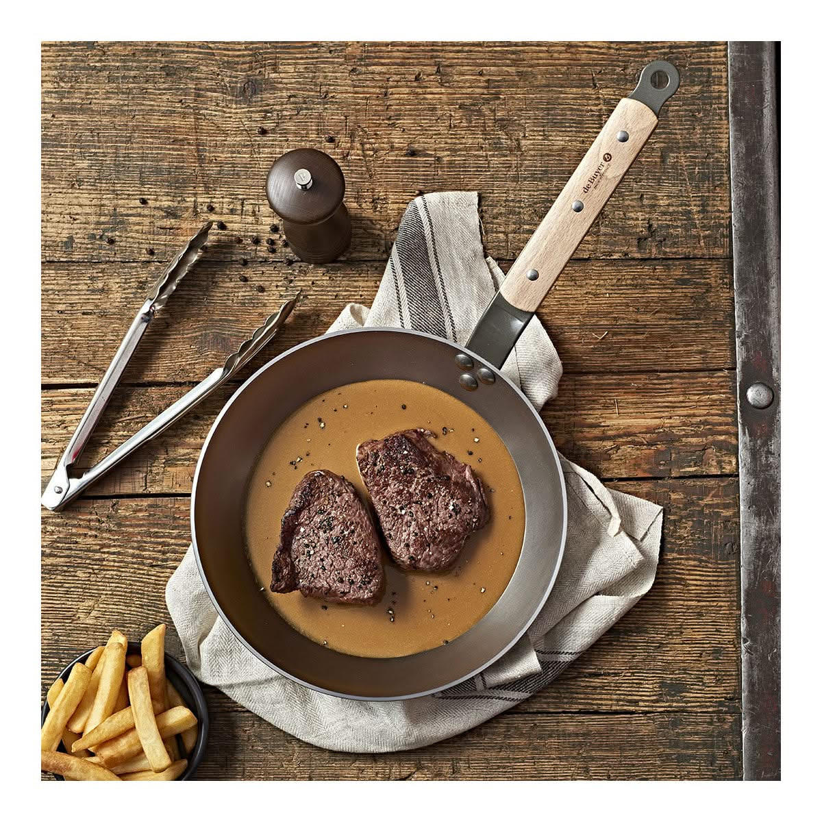BRATPFANNE Bois 24 cm - Silberfarben, Metall (24cm) - De Buyer