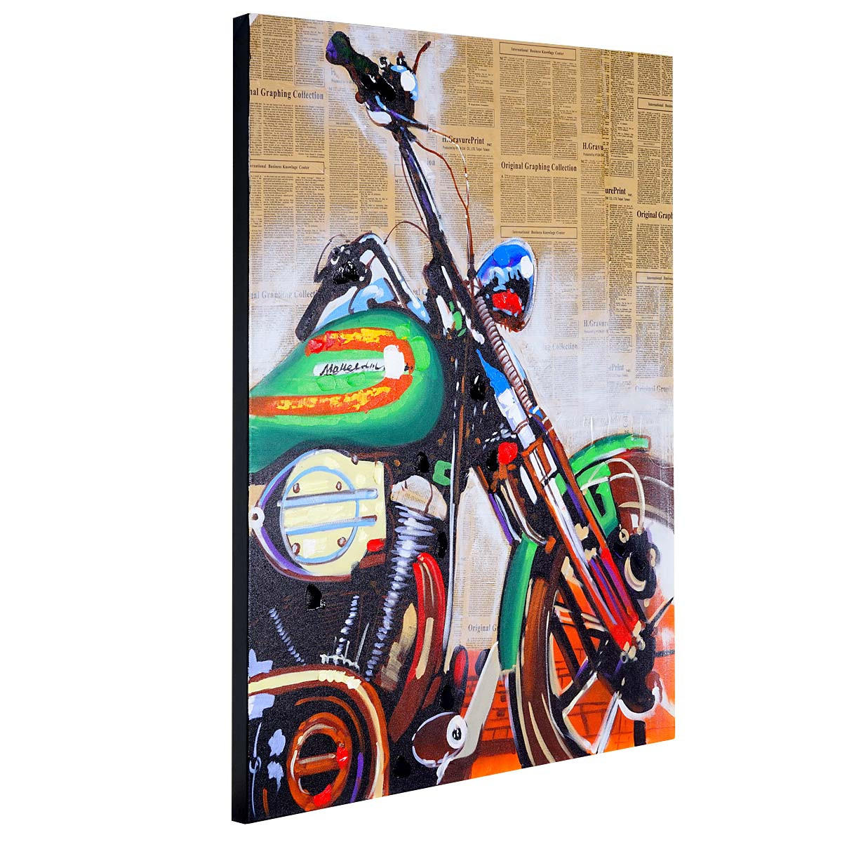 ÖLGEMÄLDE MOTORRAD HANDGEMALT Mehrfarbig - Multicolor, Textil (100/80cm) - Jamb