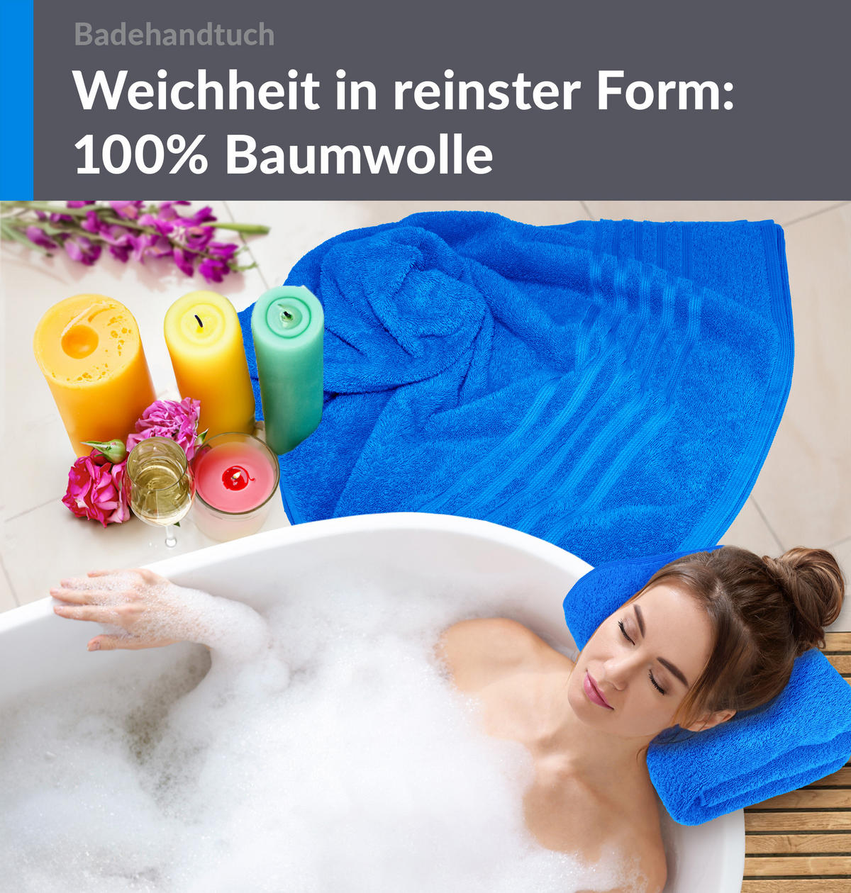 BADETUCH London Karibik Blau 2er Set 100x150 - Hellblau, Textil (100/150cm) - Lashuma