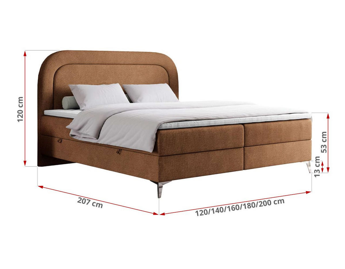 BOXBETT EIRA 140/200 Orange Struktur - H4 - Silberfarben/Orange, Holz/Textil (140/200cm) - MKS
