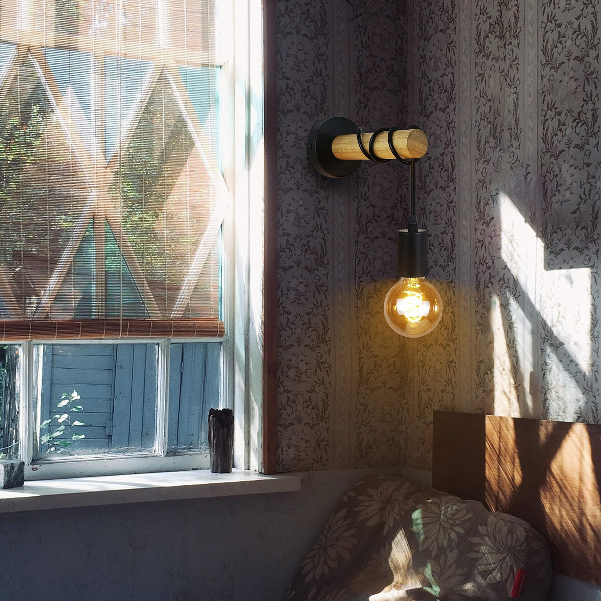 WANDLEUCHTE Brass 20/10/10 cm - Schwarz, Holz (10/10/20cm) - ZMH