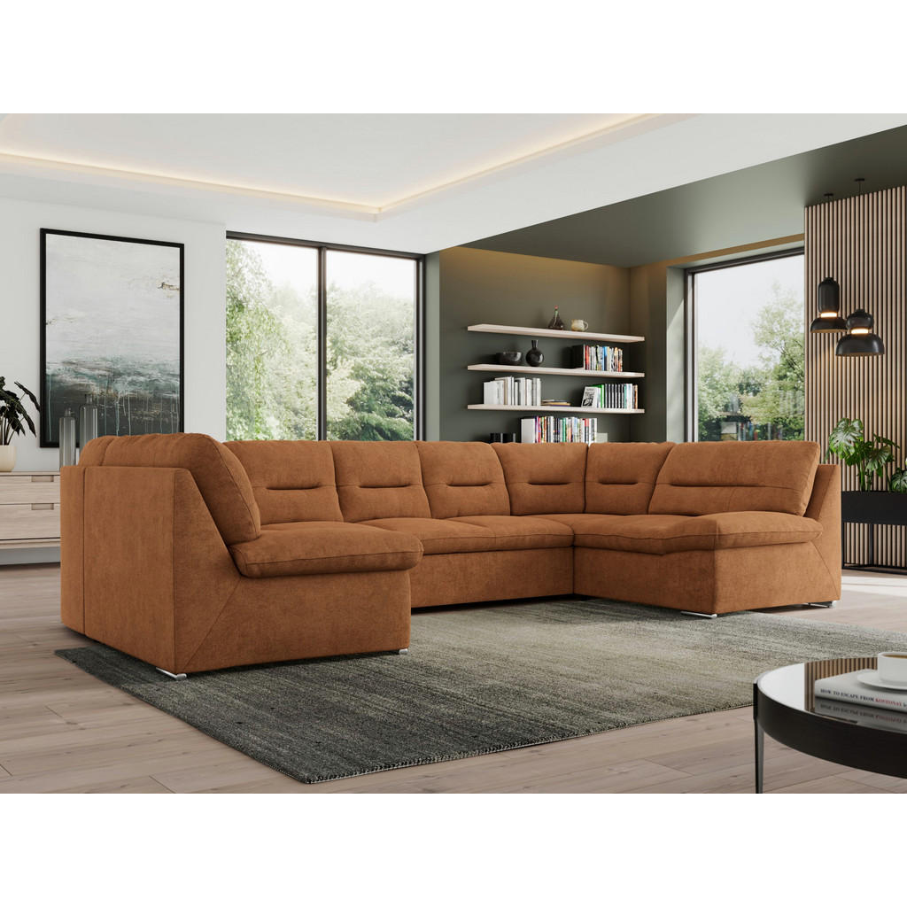 Thumbnail - MKS Wohnlandschaft, Orange, Textil, 6-Sitzer, U-Form, 340x93x206 cm, Wohnzimmer, Sofas & Couches, Wohnlandschaften, Wohn...