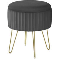 SITZHOCKER mit Stauraum, φ31,5xH37,5 cm, Dunkelgrau - Dunkelgrau/Goldfarben, Holzwerkstoff/Kunststoff (31.5/37.5/31.5cm) - Woltu