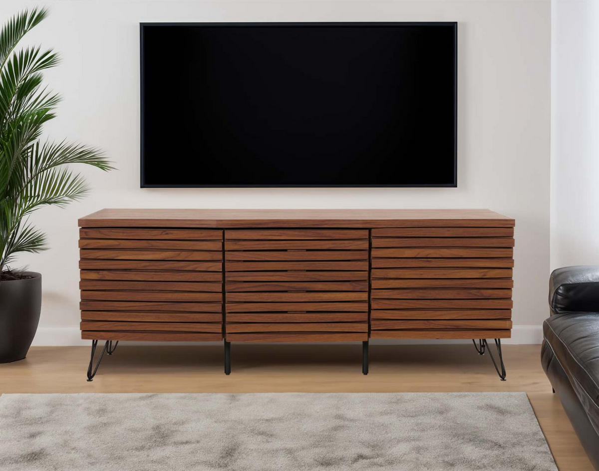 TV-RACK Walnuss Dekor - Walnussfarben, Holzwerkstoff (142/52/44cm) - MCW