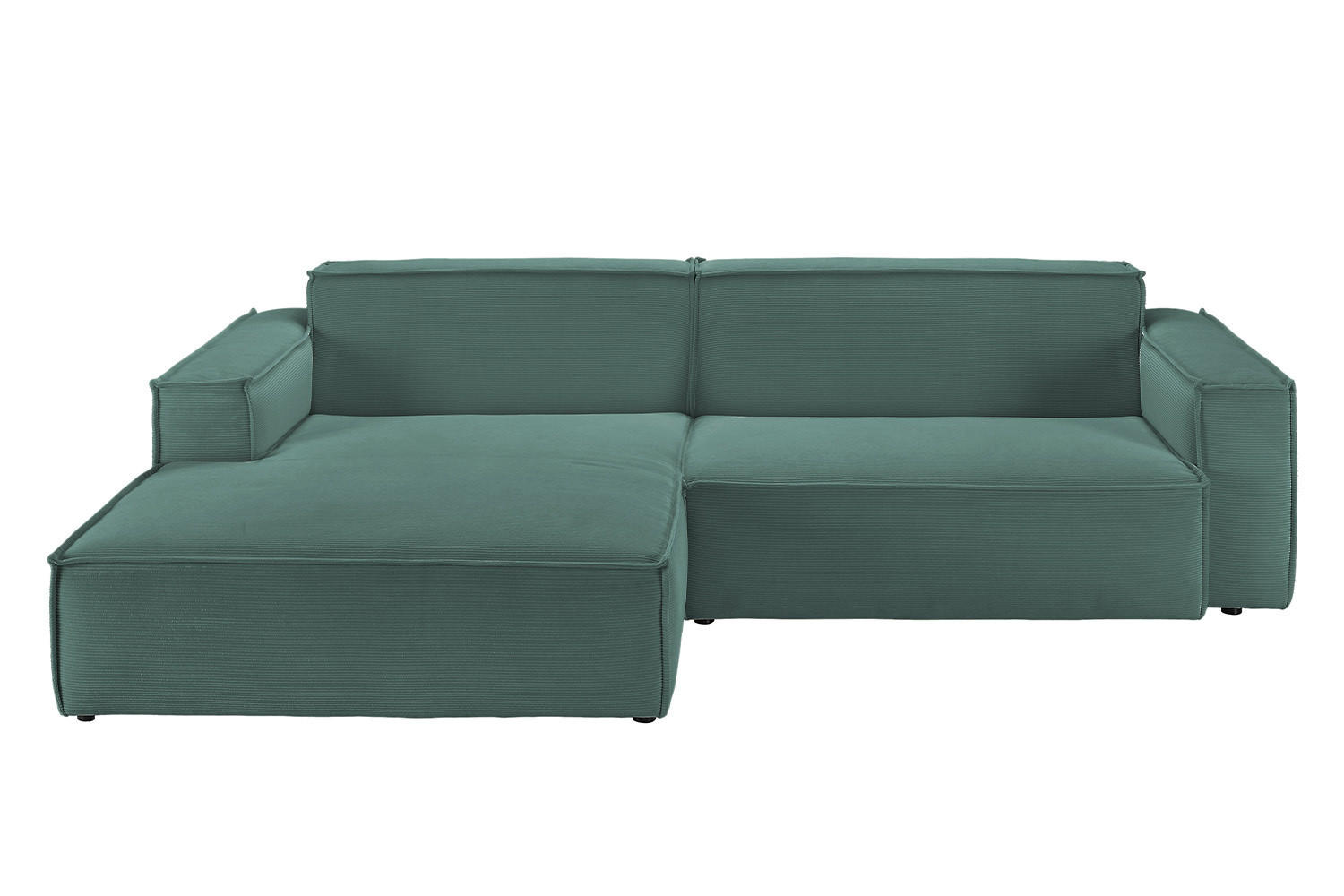 ECKSOFA SAMU Grün Cord - Schwarz/Grün, Textil (276/168cm) - KAWOLA
