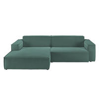 ECKSOFA SAMU Grün Cord - Schwarz/Grün, Textil (276/168cm) - KAWOLA