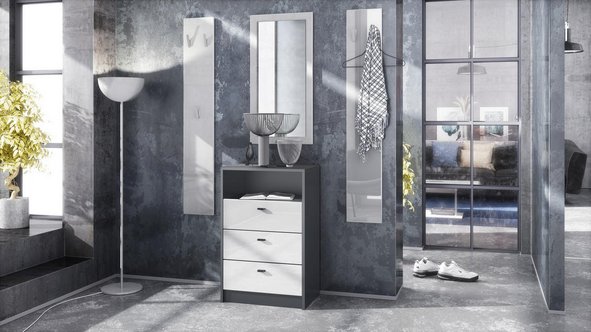 GARDEROBE Pino Weiß Hochglanz - Weiß Hochglanz, Holzwerkstoff (135/190/36cm) - Vladon