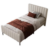 POLSTERBETT 90/200 cm Grau-Beige aus Leinen mit verstellbarem Kopfteil - Grau, Textil (90/200cm) - OKMYHOME