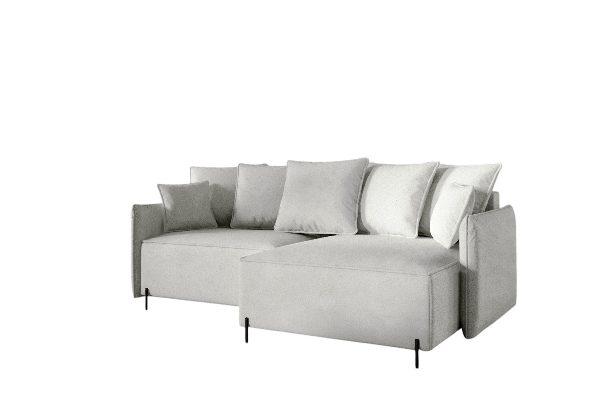 ECKSOFA Betto - Hellgrau, Holzwerkstoff/Textil (221/148cm) - Fun Möbel