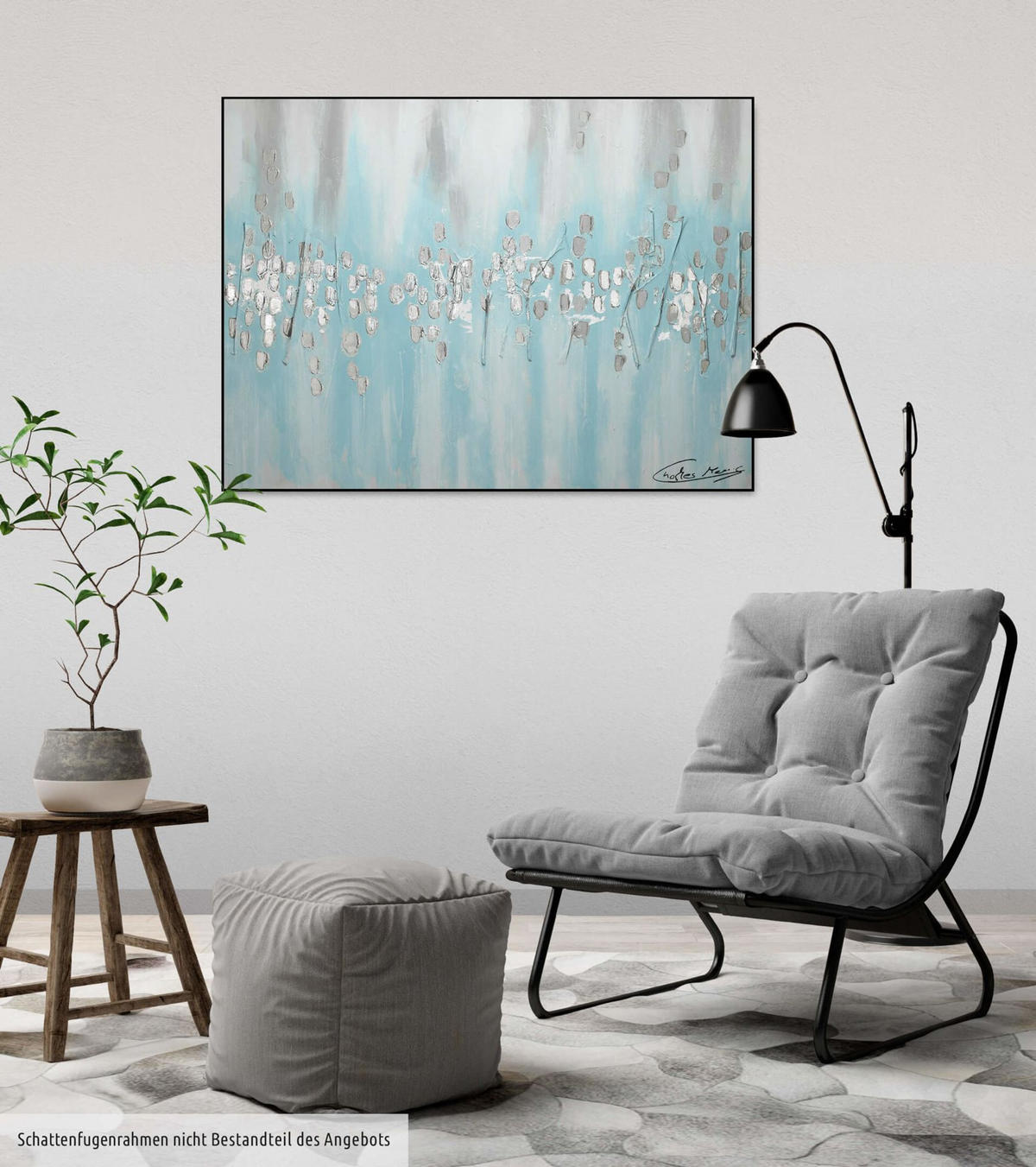 ACRYLBILD HANDGEMALT 100/75 cm - Blau/Beige, Holz/Textil (100/75cm) - KUNSTLOFT