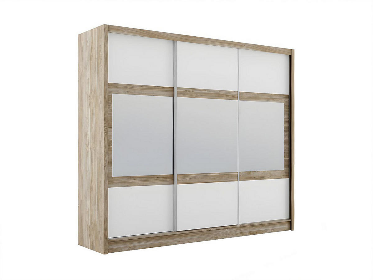 KLEIDERSCHRANK - 250 cm x 61 cm - Holz, Platte - Naturfarben Hell, Weiß LEOVIA - Naturfarben/Weiß, Holz (250/215/61cm) - Vente-Unique
