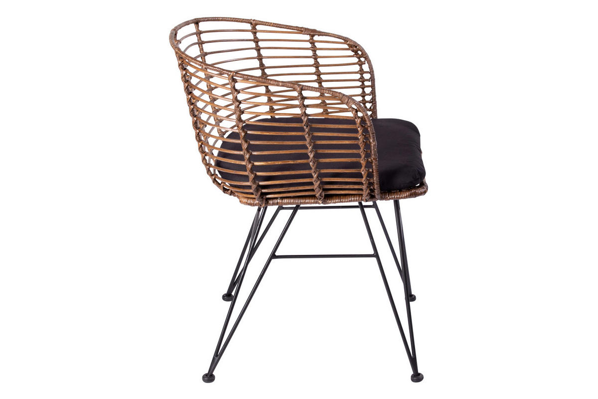 ESSZIMMERSTUHL NAIROBI - Nussbaumfarben/Schwarz, Naturmaterialien/Metall (45/77/45cm) - SAM