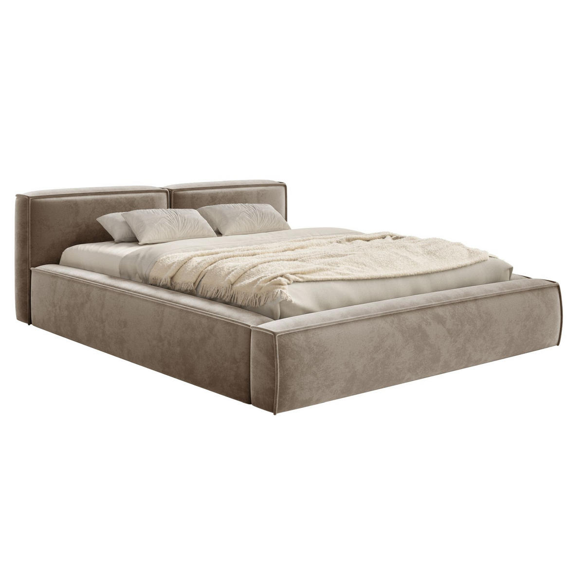 POLSTERBETT Tilves Slim Hellbraun 140x200 cm - Hellbraun/Schwarz, Kunststoff/Textil (140/200cm) - Selsey