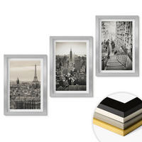 WANDBILDER 3er Set - 20x30 cm Silberner Rahmen - Aussicht Paris New York Treppen - Silberfarben, Kunststoff (20/30cm) - ArtPrintCave