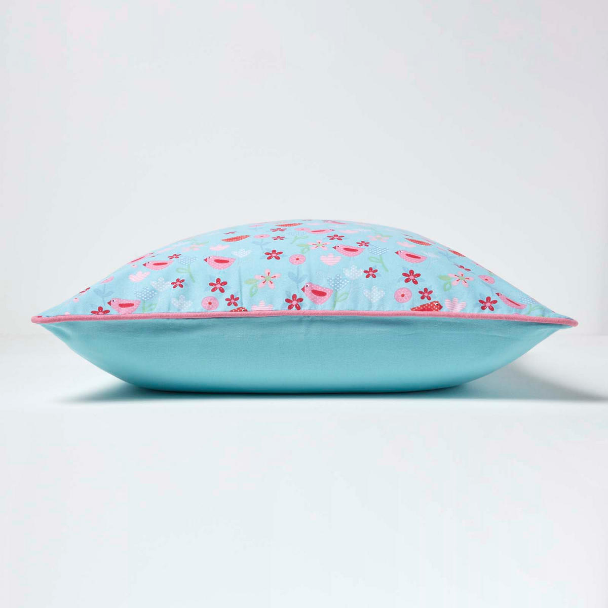 KISSENHÜLLE Vögel & Blumen 60/60 cm - Hellblau, Textil (60/60cm) - Homescapes