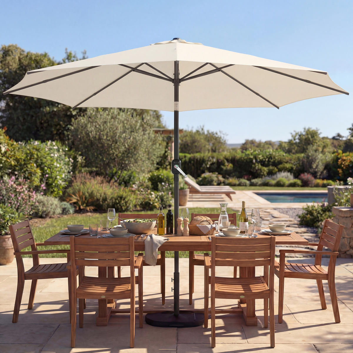 SONNENSCHIRM Metall Polyester Cremeweiß - Creme, Metall (295/295cm) - Outsunny