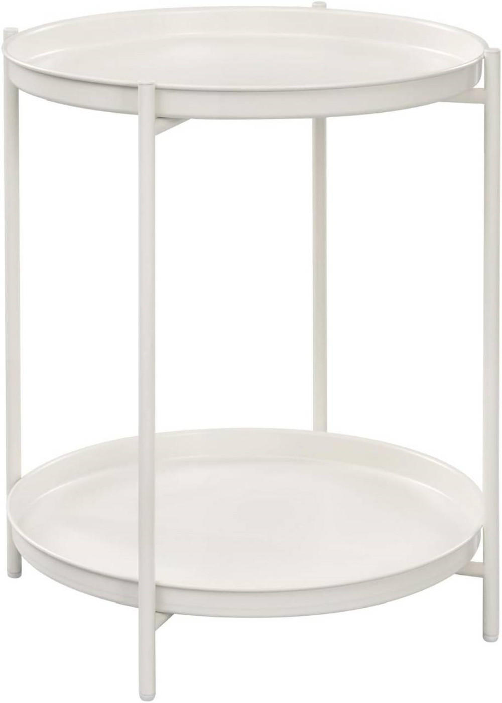 COUCHTISCH rund, mit Stauraum, Metall, Creme - Creme, Metall (44/44/53cm) - Woltu