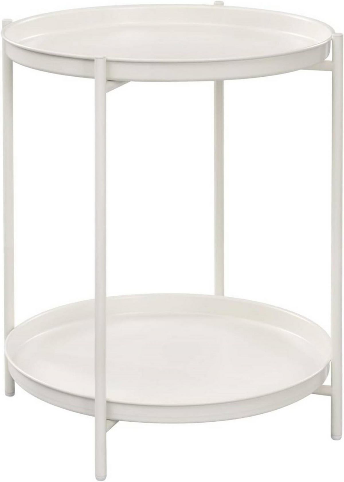 COUCHTISCH rund, mit Stauraum, Metall, Creme - Creme, Metall (44/44/53cm) - Woltu