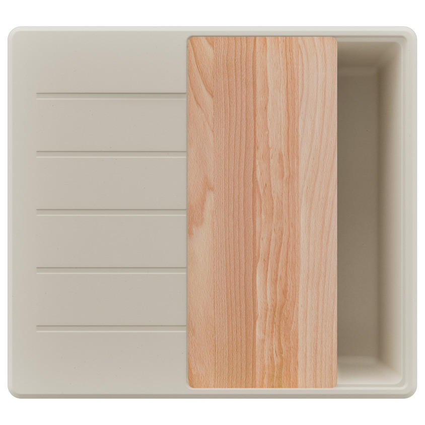 SPÜLBECKEN Kopenhagen, 2-er set Beige 55/50 cm 1 Becken + Ablauf-Set + Schneidebrett ab 40er Unterschrank - Beige, Kunststoff (55/20/50cm) - Primagran