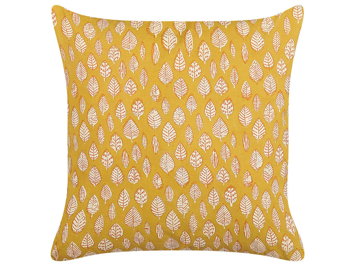 DEKOKISSEN 2er-Set Senfgelb 45/45 cm Ginnala - Dunkelgelb, Naturmaterialen/Textil (45/45cm) - Beliani
