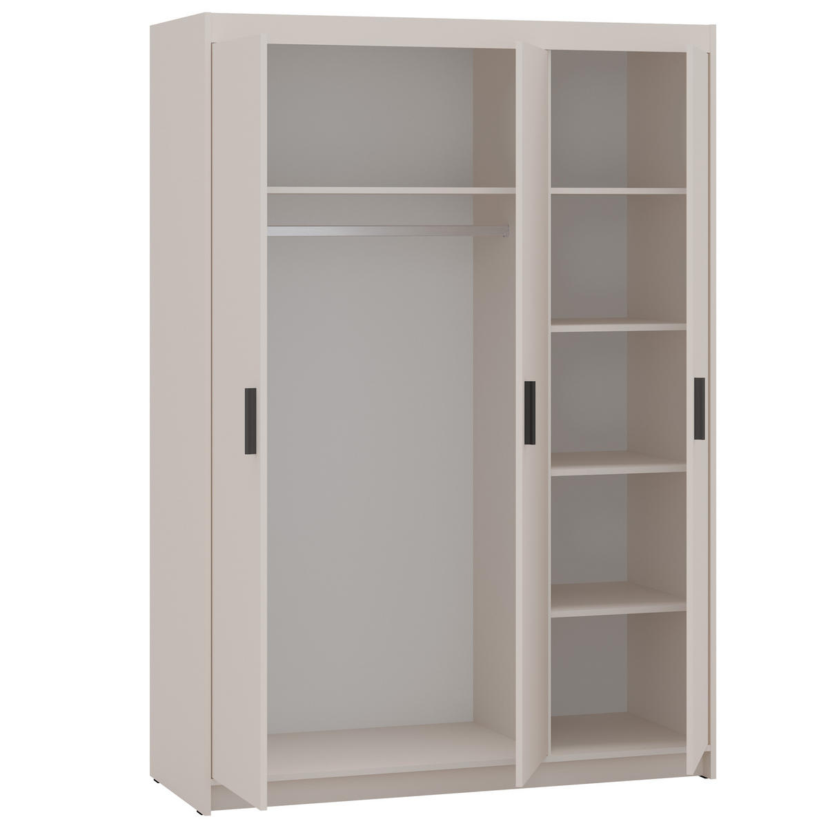 DREHTÜRENSCHRANK Elena mit 3 Türen, ohne Spiegel, Sandbeige - Sandfarben, Holzwerkstoff (130/190/53cm) - Beautysofa