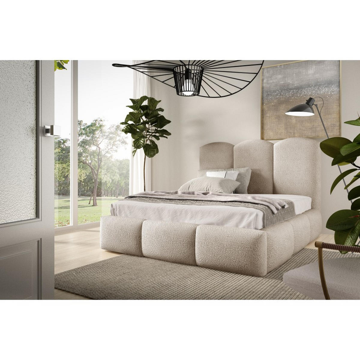 POLSTERBETT Bero, 120x200, Bouclé-Stoff, Beige - Beige, Textil (120/200cm) - Beautysofa