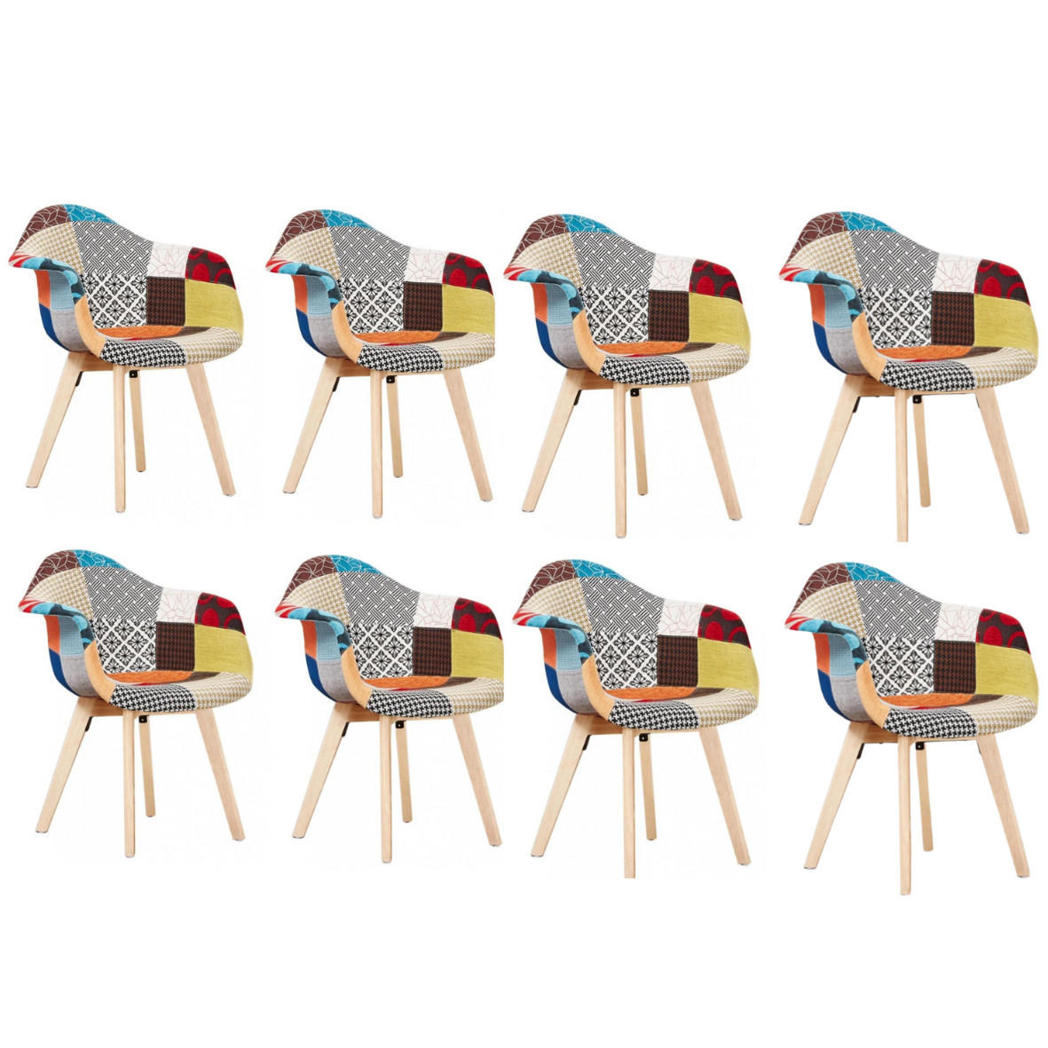 ESSZIMMERSTUHL Stoff 8-teilig Mehrfarbig - Multicolor, Holz (47/83/42cm) - Life Interiors