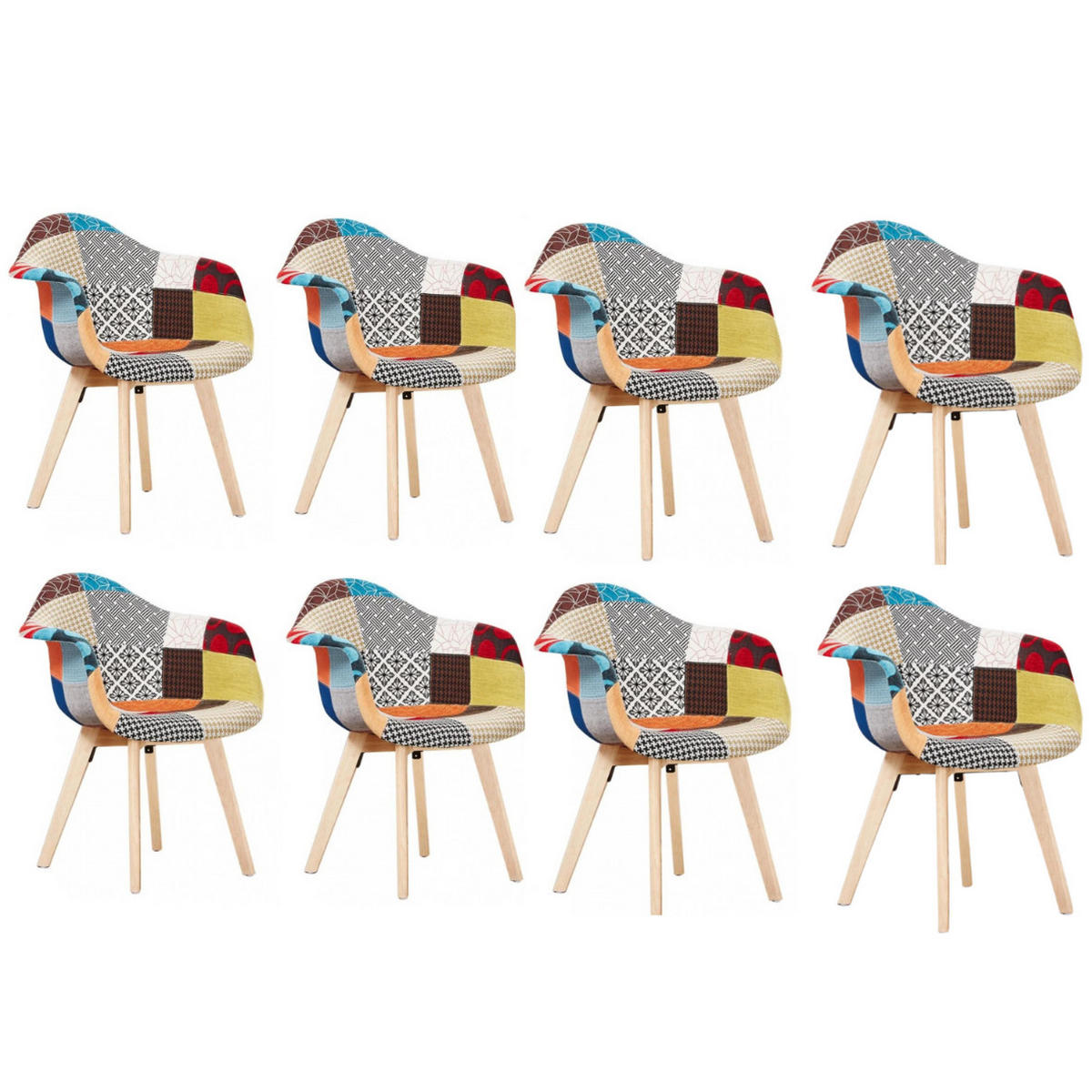 ESSZIMMERSTUHL Stoff 8-teilig Mehrfarbig - Multicolor, Holz (47/83/42cm) - Life Interiors
