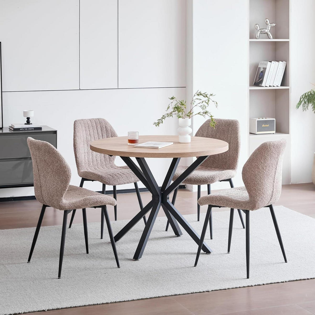 ESSZIMMERSTUHL 2er Set Stoff Braun Metallbeine - Beige, Textil (43/86/47.5cm)