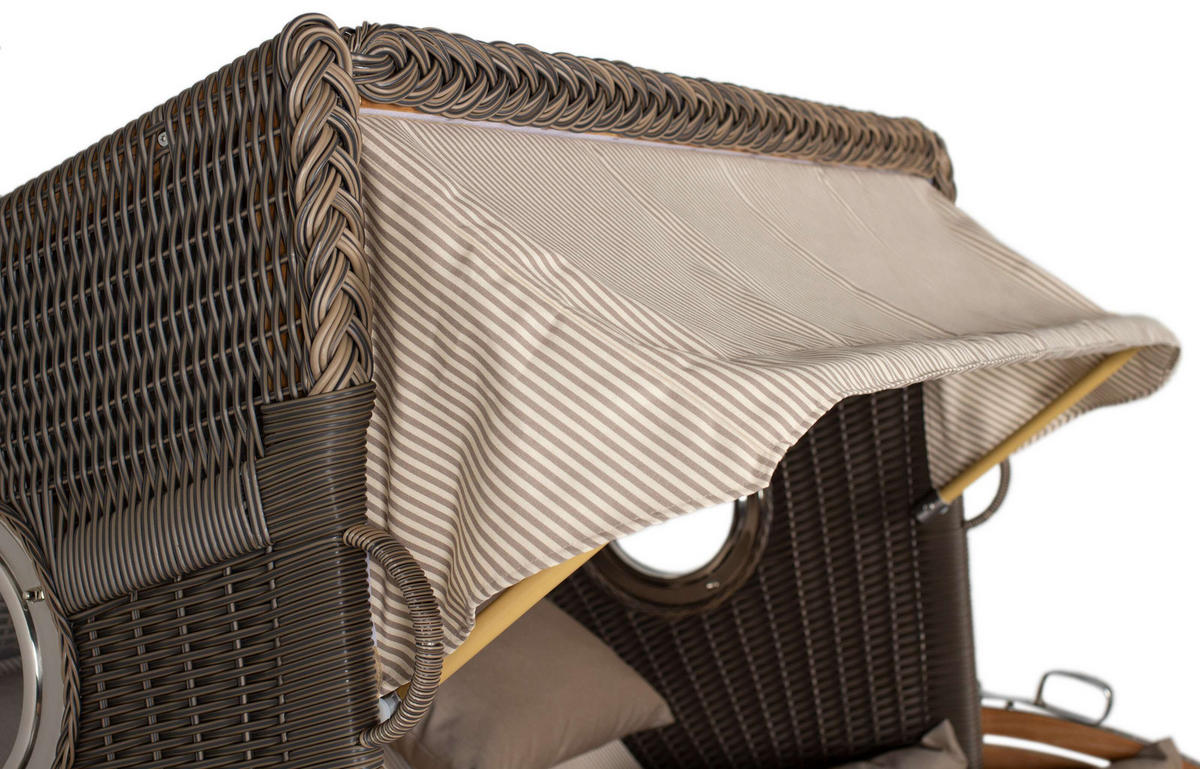 STRANDKORB XL Schillig Bullauge - Taupe/Braun, Metall (142/170/95cm) - Mr. Deko
