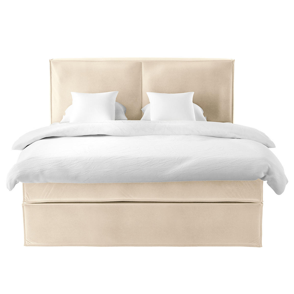 BOXSPRINGBETT mit Kopfteil - Premium - Creme, Textil (200/200cm) - home24