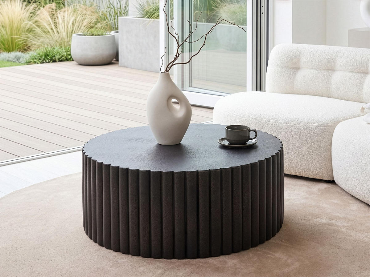 COUCHTISCH 117/117 cm Schwarz Pozza - Schwarz, Keramik (117/117/42cm) - Beliani