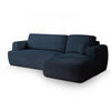 ECKSOFA SENTI N R-S Blau Boucle-Stoff mit Schlaffunktion - Blau, Holz (246/148cm) - MASSENO