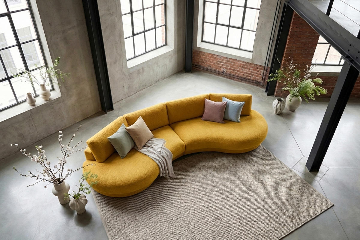 BIG SOFA PADANA Gelb Flachgewebe - Gelb/Schwarz, Kunststoff/Textil (410/86/166cm) - KAWOLA