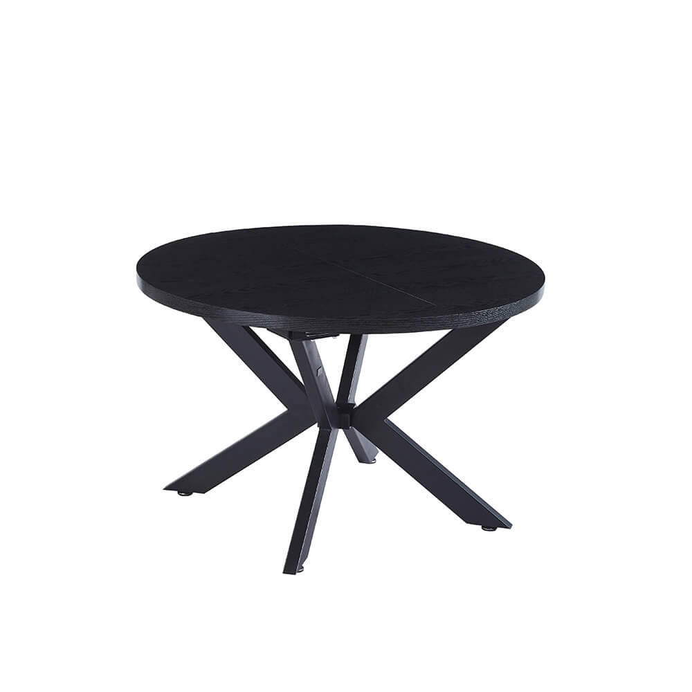 ESSTISCH Rund Ausziehbar AVENTURA inkl. Sternfuß - 120-160 x 120 cm Dark Oak - Schwarz, Holz (160/120/4cm) - Home Deluxe