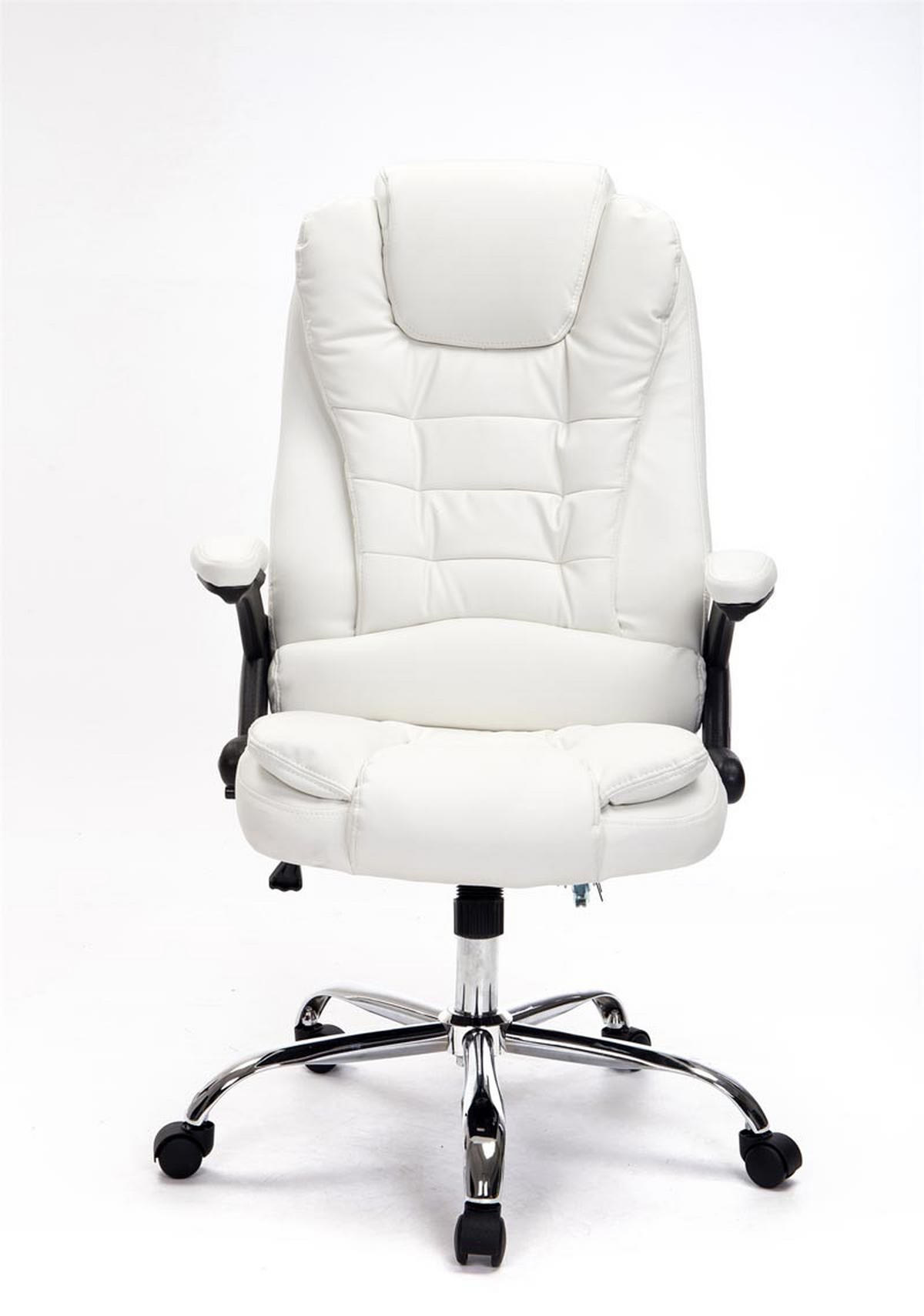 CHEFSESSEL Lederlook weiß - Chromfarben/Weiß, Textil/Metall (69.5/113/78cm) - CLP
