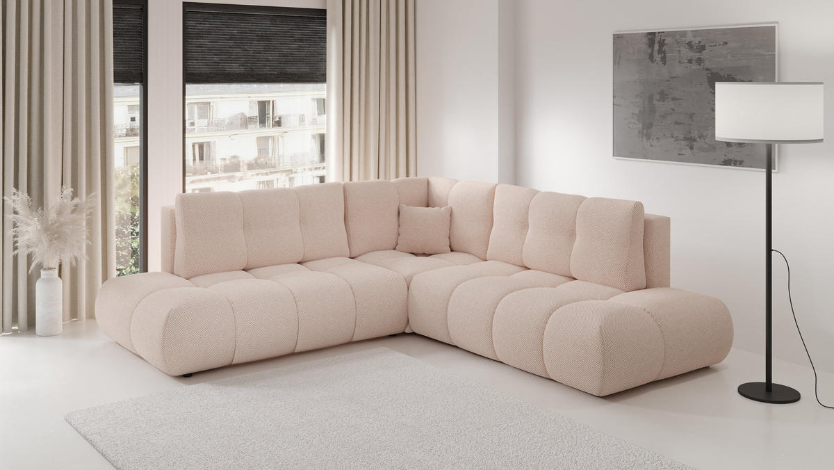 ECKSOFA DUCA II L-S Orange Jersey mit Schlaffunktion - Orange, Holz (266.5/266.5cm) - MASSENO