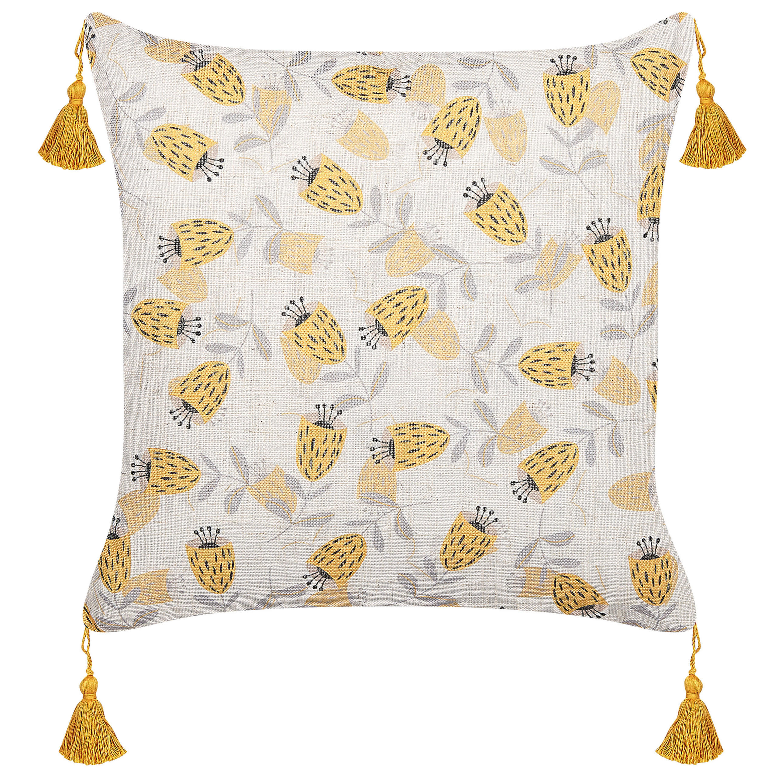 DEKOKISSEN 2er-Set Hellbeige 45/45 cm Abutilon - Beige, Textil (45/45cm) - Beliani