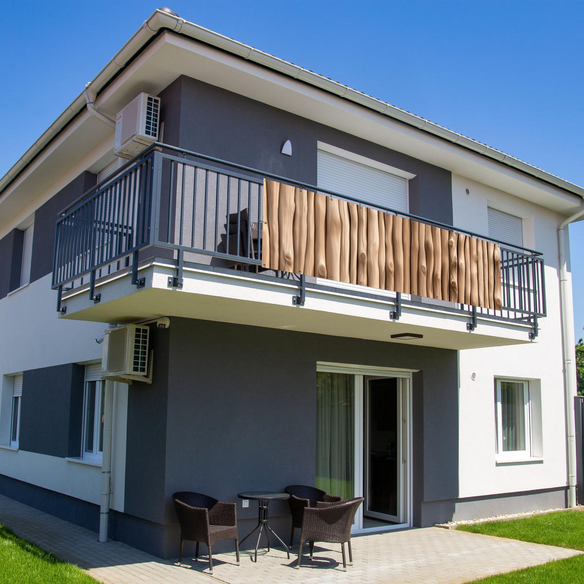 BALKON-SICHTSCHUTZ Holz - Stiel - Hellbraun - Ahornfarben, Kunststoff (300/95cm) - MuchoWow
