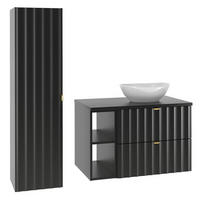 BADMÖBEL Lexa 2er-Set Schwarz - Schwarz, Holzwerkstoff (80.6/52.2/46.5cm) - Petits-meubles