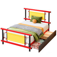 KINDERBETT 90/200 cm Rot aus Metall mit Schubladen ohne Matratze - Rot, Metall (90/200cm) - MIVRAY