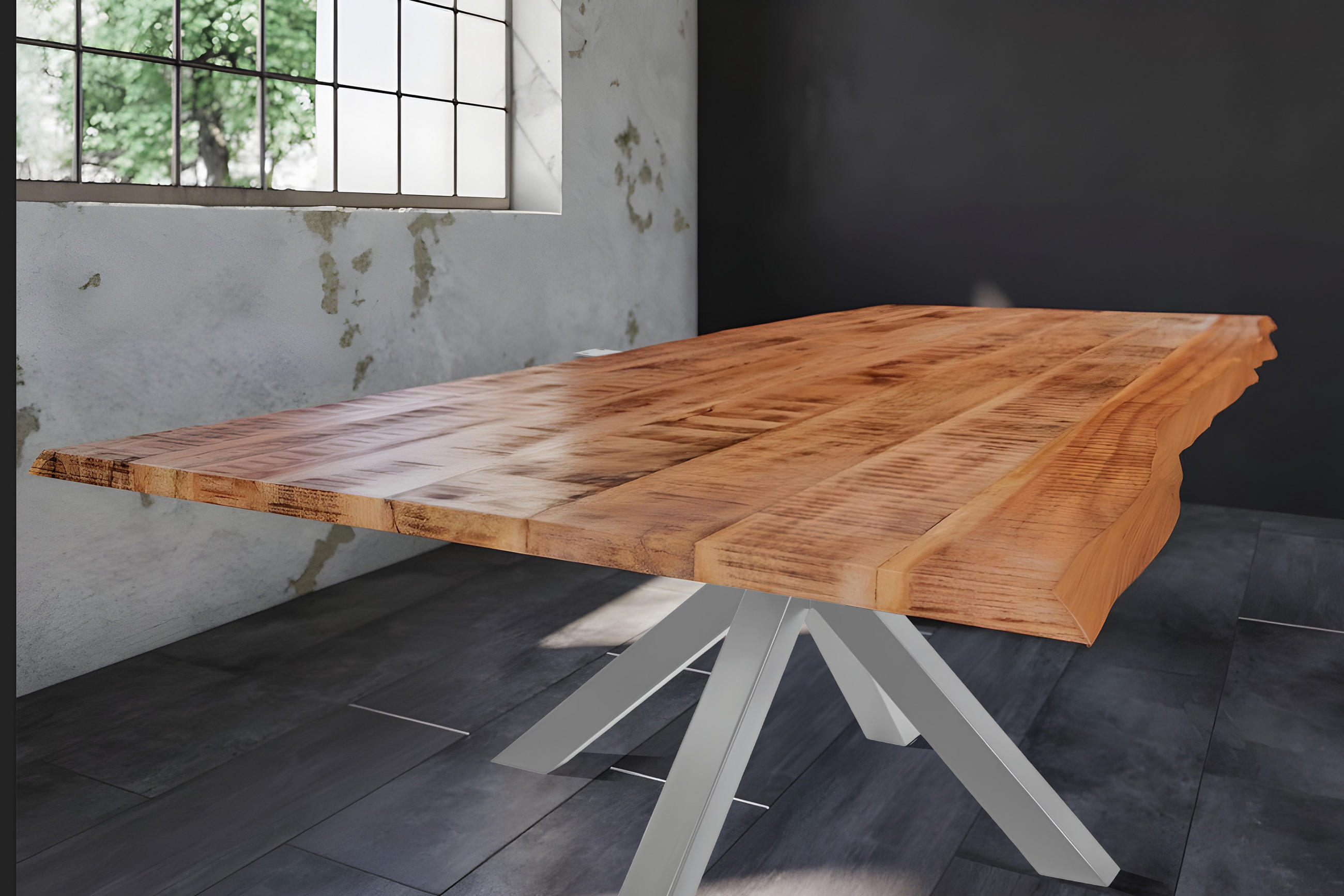 Thumbnail - SAM Esstisch, Natur, Silber, Holz, Echtholz, 300x77x100 cm, Esszimmer, Tische, Esstische