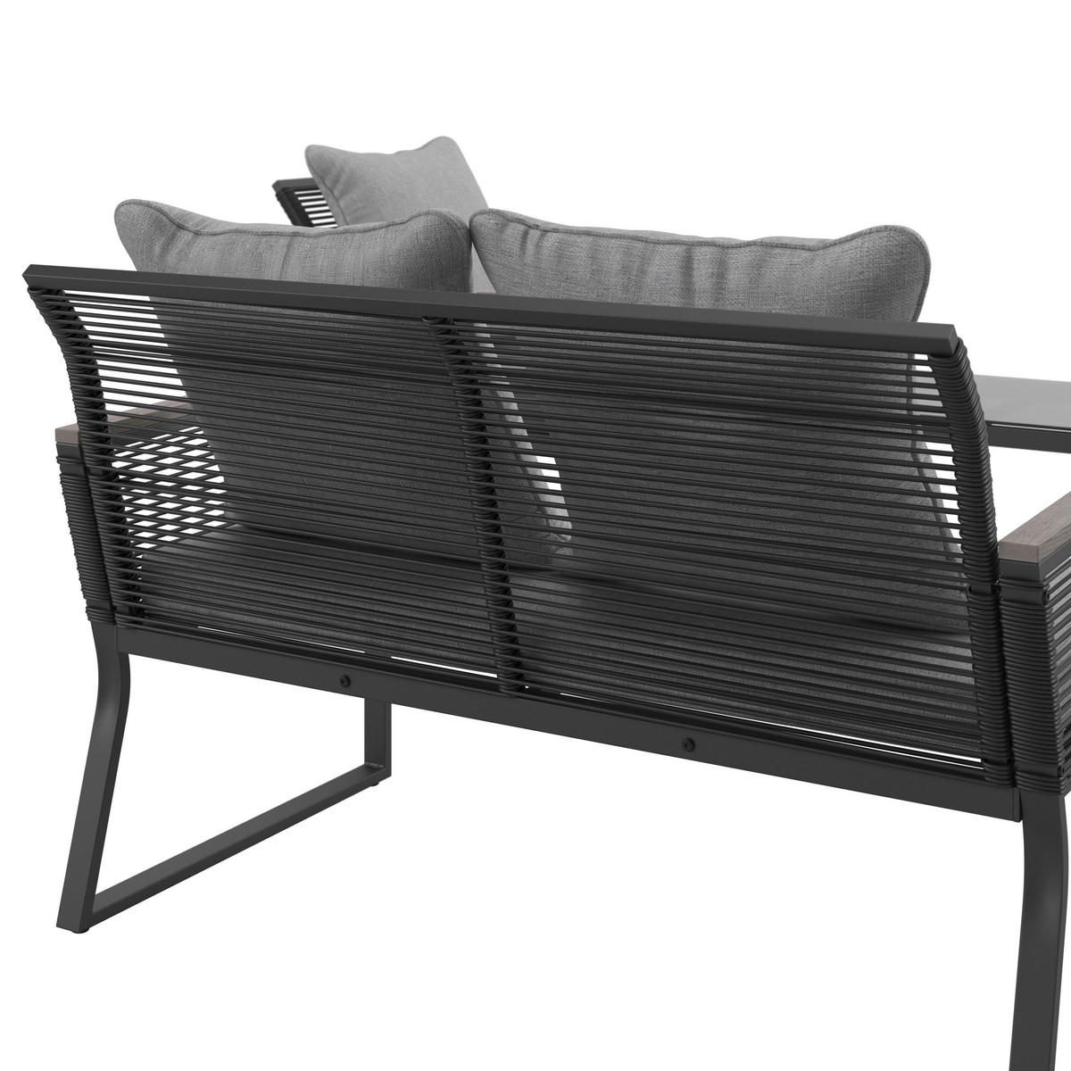 LOUNGEGARNITUR Paulina Hellgr. Metall/Outdoorstoff +Abdeckung - Hellgrau, Metall