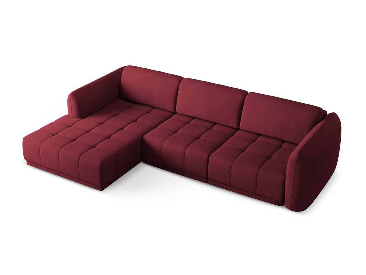 ECKSOFA Links Chenille Stoff Rot - Rot/Weinrot, Kunststoff/Textil (170/290cm) - Makamii