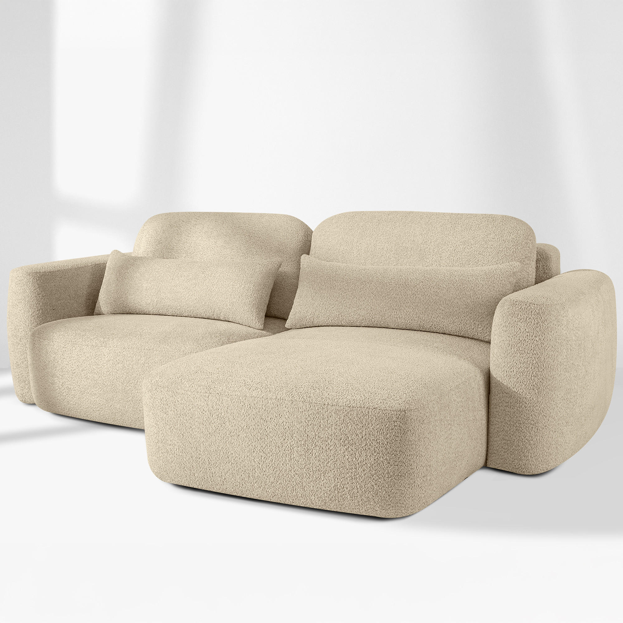 ECKSOFA rechts ELOSA - Beige, Holz/Textil (245/165cm) - KONSIMO®
