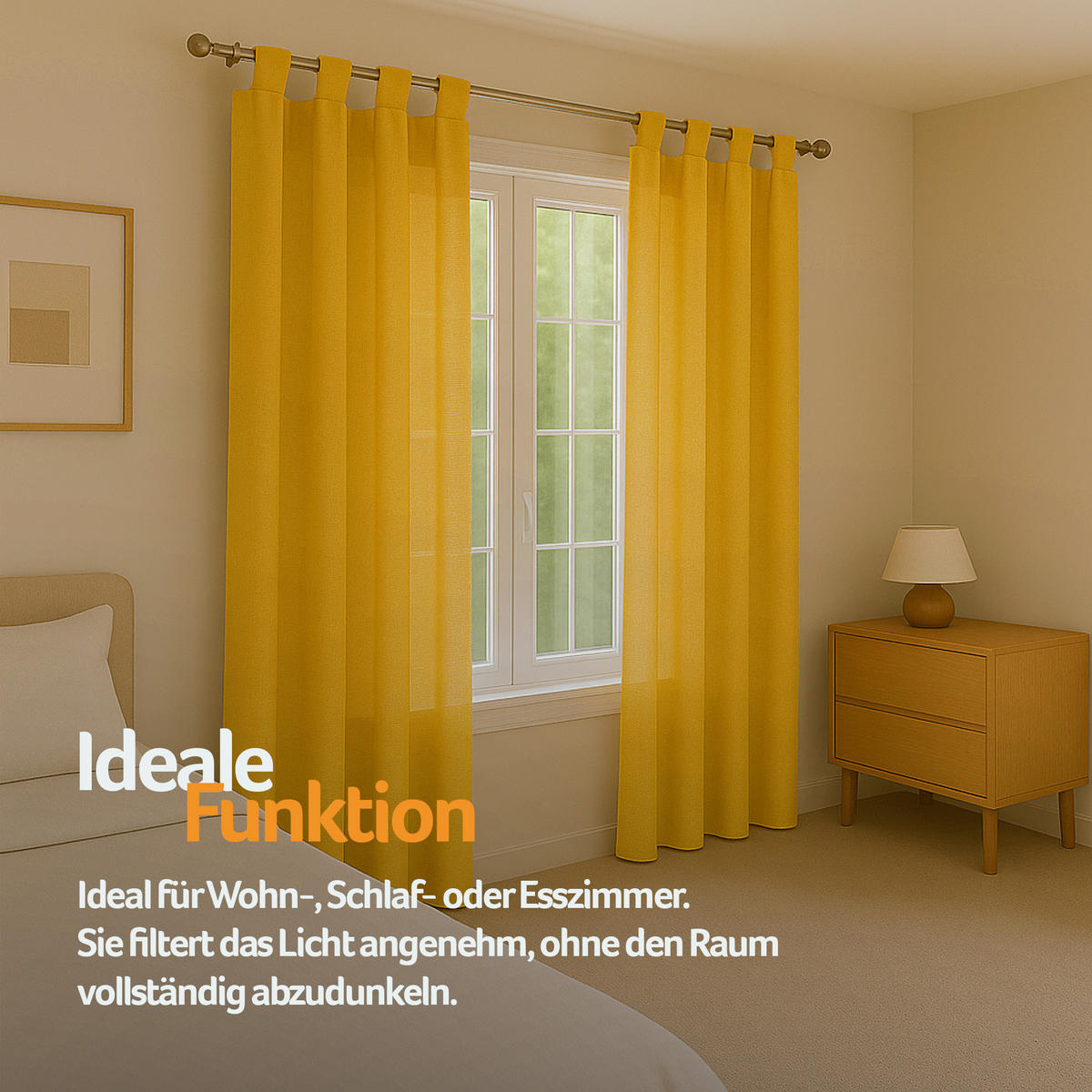 SCHLAUFENSCHAL blickdicht 140x245 cm Gelb 2er-Pack - Hellgelb, Textil (140/245cm)