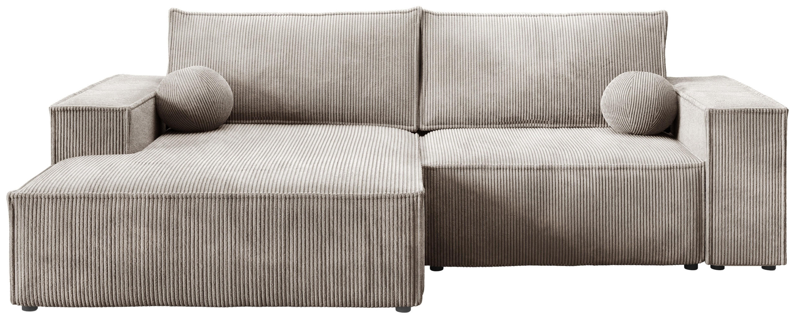 ECKSOFA Pablo Mini mit Schlaffunktion Beige Cord - Beige, Textil (255/148cm) - Bromarkt